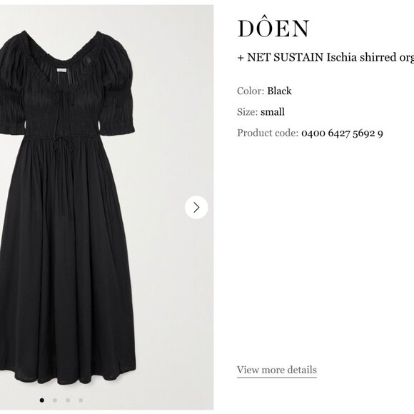 Doen Ischia Dress Black EUC Small Net-A-Porter - Picture 1 of 11